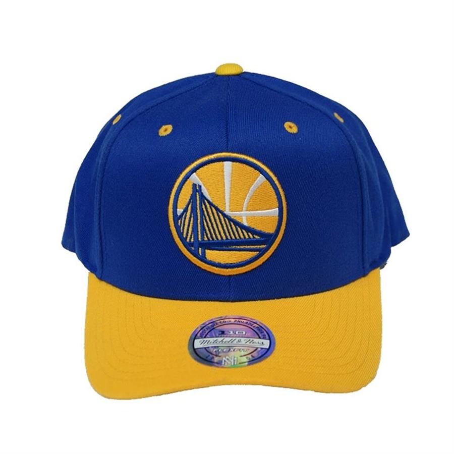 Mitchell & Ness 110 GOLDEN STATE WARRIORS Curved 2 Tone Cap royalblau/gelb
