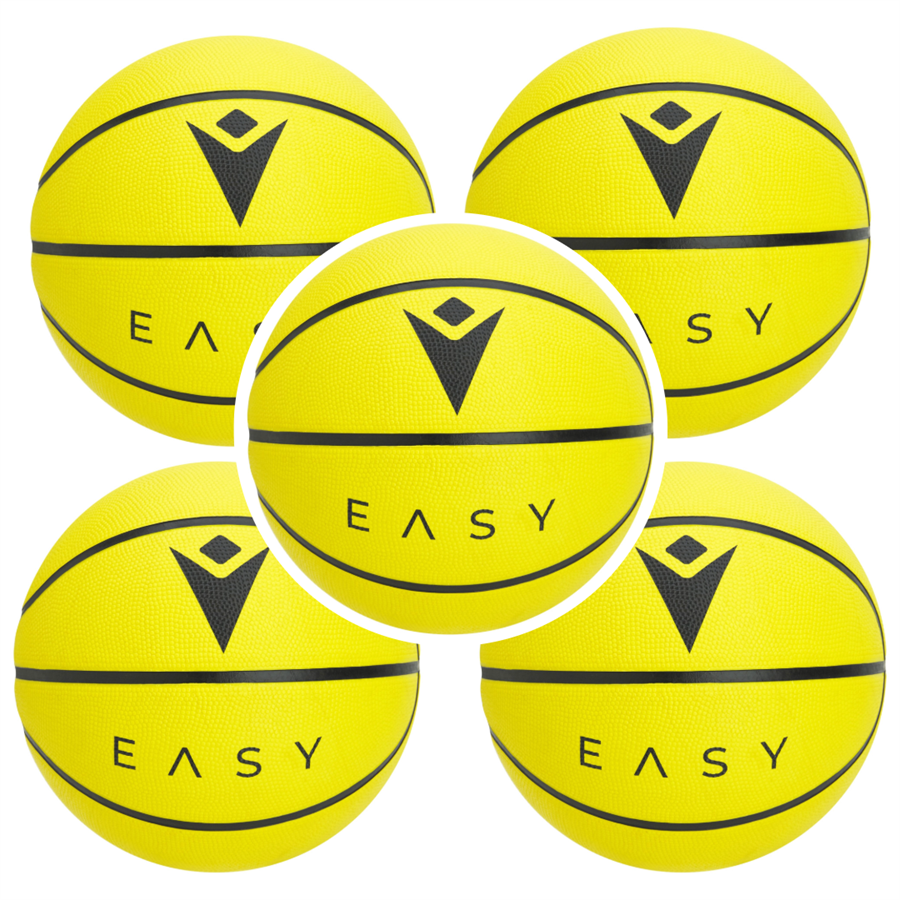 5er Ballpaket macron EASY Basketball für Kinder -gelb- Gr. 4