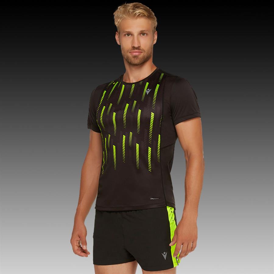 macron KENNY Laufshirt-schwarz/neon gelb