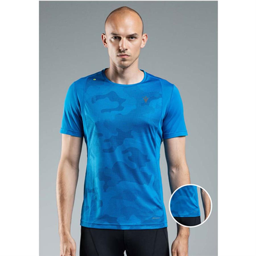 macron KENNY Laufshirt-royalblau mit camo Print