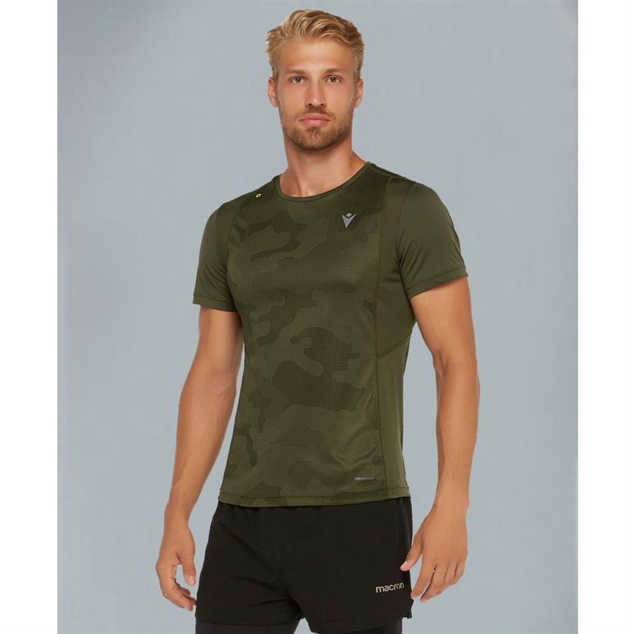 macron KENNY Laufshirt grün mit camo Print