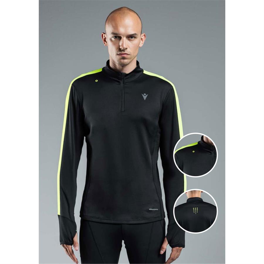macron ADRIAN 1/4 Zip langarm Laufshirt-schwarz